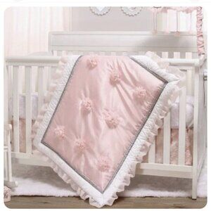 The Peanutshell Arianna Crib Bedding Set | 3 Piece pink lace floral ruffle​